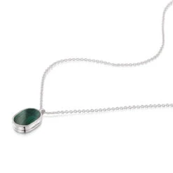Small Malachite Dog Tag Locket – Silver 11 Small Malachite Dog Tag Locket – Silver -Fashion Accessories WOMENS DCLK 002287 MALACHITE SS FLAT