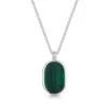 Small Malachite Dog Tag Locket – Silver