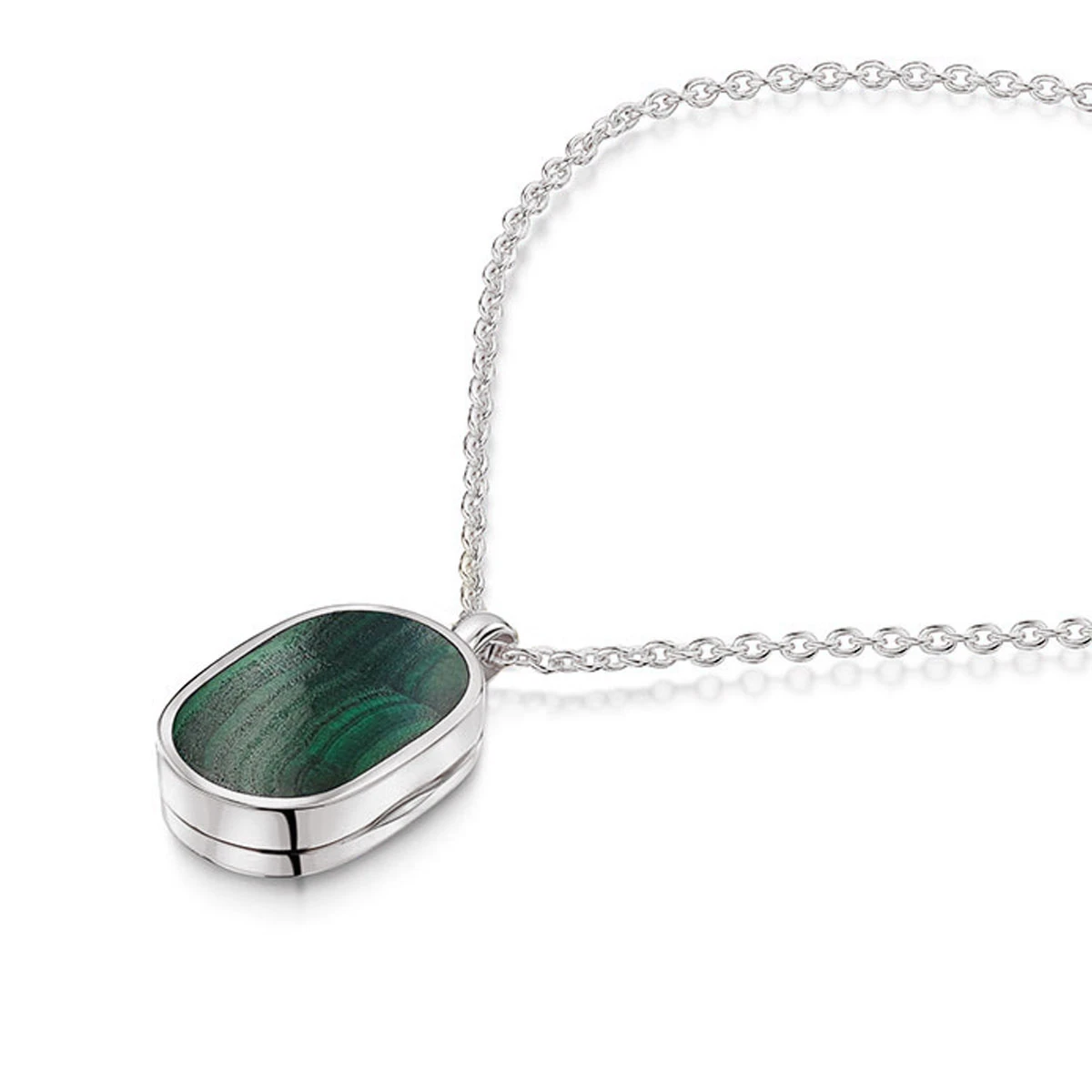 Small Malachite Dog Tag Locket – Silver 6 Small Malachite Dog Tag Locket – Silver - Image 4