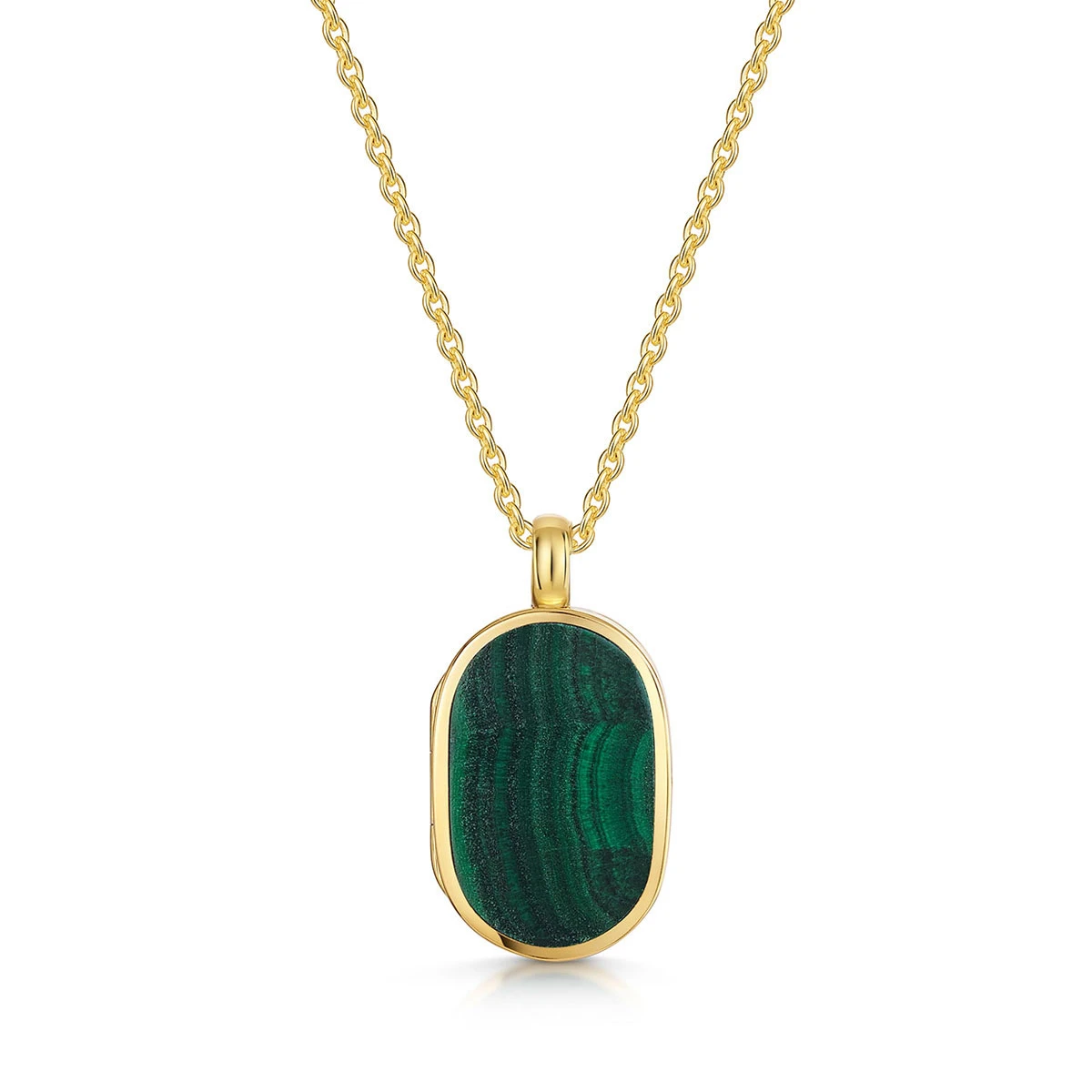 Small Malachite Dog Tag Locket – Gold 3 Small Malachite Dog Tag Locket – Gold