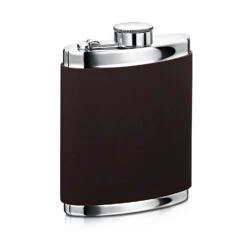Personalised Pewter Hip Flask With Black Leather Wrap -Fashion Accessories Wentworth Hip Flask 4