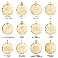 Birth Flower Personalised Necklace – Gold -Fashion Accessories birth flower grid gold
