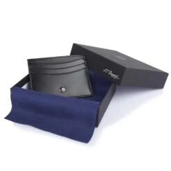 Dupont Leather Card Holder – Black -Fashion Accessories black card holder in box