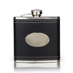 Leather Hip Flask Personalised – Black