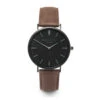 Leather Strap Matt Black Engraved Watch -Fashion Accessories brown strap black dial engraved watch