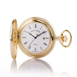 Classic Personalised Gold Calendar Pocket Watch