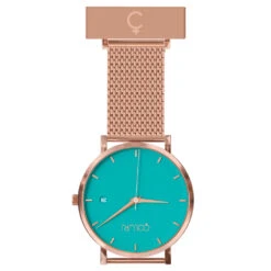 Coluri Rose Gold Mesh Nurse Watch – Green Dial