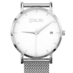 Coluri Silver Mesh Nurse Watch – White Dial -Fashion Accessories coluri rose mesh nurse fob white dial close