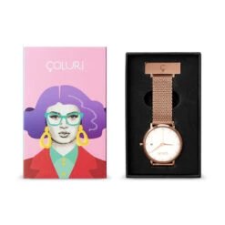 Coluri Rose Mesh Nurse Watch – White Dial -Fashion Accessories coluri rose mesh white dial box