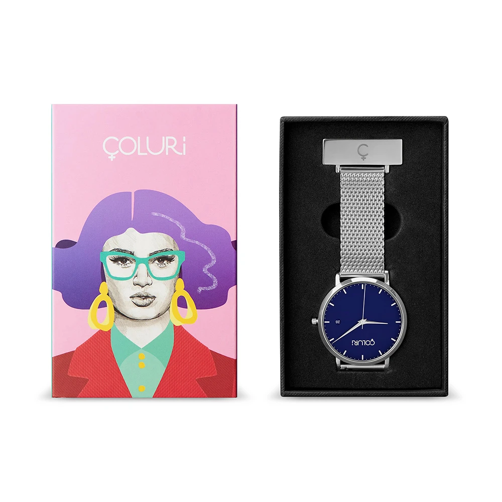 Coluri Silver Mesh Nurse Watch – Blue 7 Coluri Silver Mesh Nurse Watch – Blue - Image 5
