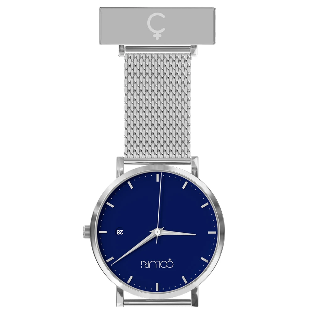 Coluri Silver Mesh Nurse Watch – Blue 3 Coluri Silver Mesh Nurse Watch – Blue