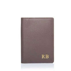 Pebble Grain Leather Card Holder – Chocolate Brown