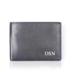 Smooth Leather Trifold Wallet – Black