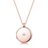Diamond Round Engraved Locket – Rose -Fashion Accessories diamond round locket rose