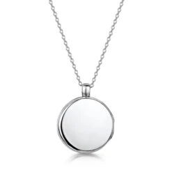 Mother Of Pearl Round Locket – Silver -Fashion Accessories diamond round locket silver reverse
