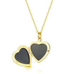 Gold Heart Personalised Locket -Fashion Accessories diamond set open GOLD main 1