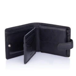 Visconti Double Fold Wallet – Black Leather -Fashion Accessories double fold wallet black inside 2