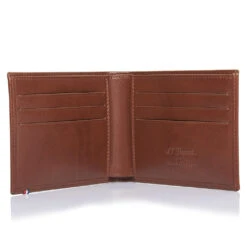 Dupont Line D Leather Wallet – Brown -Fashion Accessories dupont brown wallet open