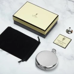 Round Pewter Personalised Hip Flask -Fashion Accessories english pewter round final scaled 1