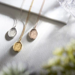 Large Oval Scroll Gold Locket -Fashion Accessories engraved big oval