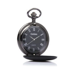 Black Personalised Pocket Watch -Fashion Accessories entino side scaled 1