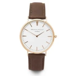 Rose Gold Case & Brown Leather Strap Watch