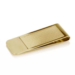 Engine Turned Personalised Money Clip – Gold