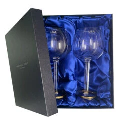 Hand Painted Gold Base Wine Goblet – Set Of 2 -Fashion Accessories gold rimmed wine glasses luxury box