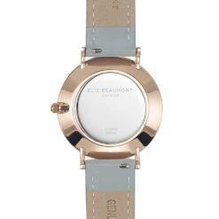 Large Rose Gold & Grey Leather Ladies Watch -Fashion Accessories green strap reverse watch back