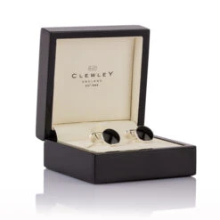 Hylton Engraved Cufflinks – Onyx -Fashion Accessories hylton onyx cufflinks in box