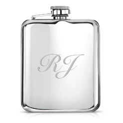 Large Initials Polished Hip Flask -Fashion Accessories large initial hip flask script2