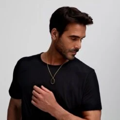 Men’s Large Onyx Dog Tag Locket – Gold -Fashion Accessories large onyx dog tag gold 2