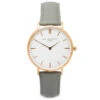 Large Rose Gold & Grey Leather Ladies Watch -Fashion Accessories large oxford ladies watch grey strap