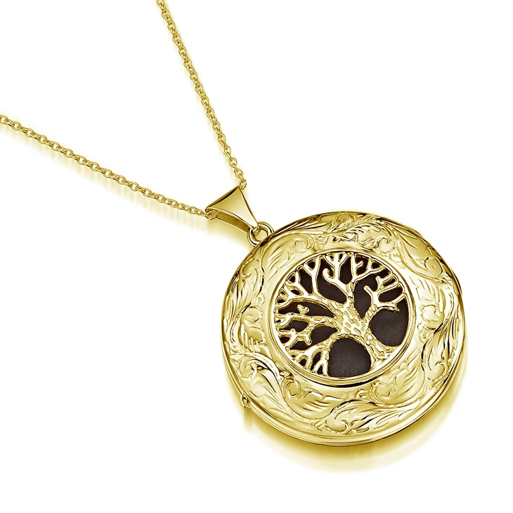 Large Tree Of Life Personalised Locket – Gold 5 Large Tree Of Life Personalised Locket – Gold - Image 3