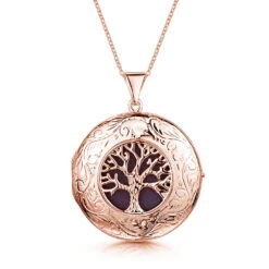 Large Tree Of Life Personalised Locket – Rose Gold