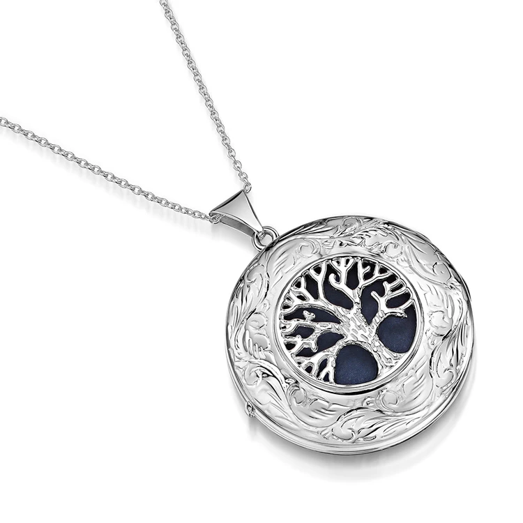 Large Tree Of Life Personalised Locket – Silver 4 Large Tree Of Life Personalised Locket – Silver - Image 2