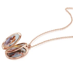 4 Photo Personalised Oval Locket – Rose Gold -Fashion Accessories locket 4 photo flatlay rose