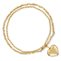 Gold Nugget Heart Locket Bracelet -Fashion Accessories locket bracelet heart nugget above gold