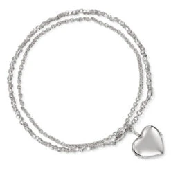 Rope Chain Heart Locket Bracelet – Silver -Fashion Accessories locket bracelet heart nugget above silver 1