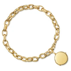 Links Round Locket Bracelet – Gold -Fashion Accessories locket bracelet round links above gold