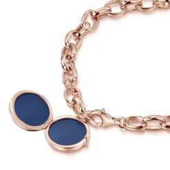 Links Round Locket Bracelet – Rose Gold -Fashion Accessories locket bracelet round links open rose