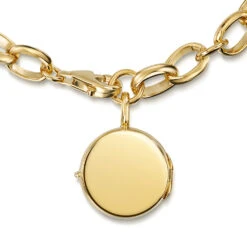 Links Round Locket Bracelet – Gold -Fashion Accessories locket bracelet round links preview gold