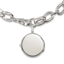 Links Round Locket Bracelet – Silver -Fashion Accessories locket bracelet round links preview silver