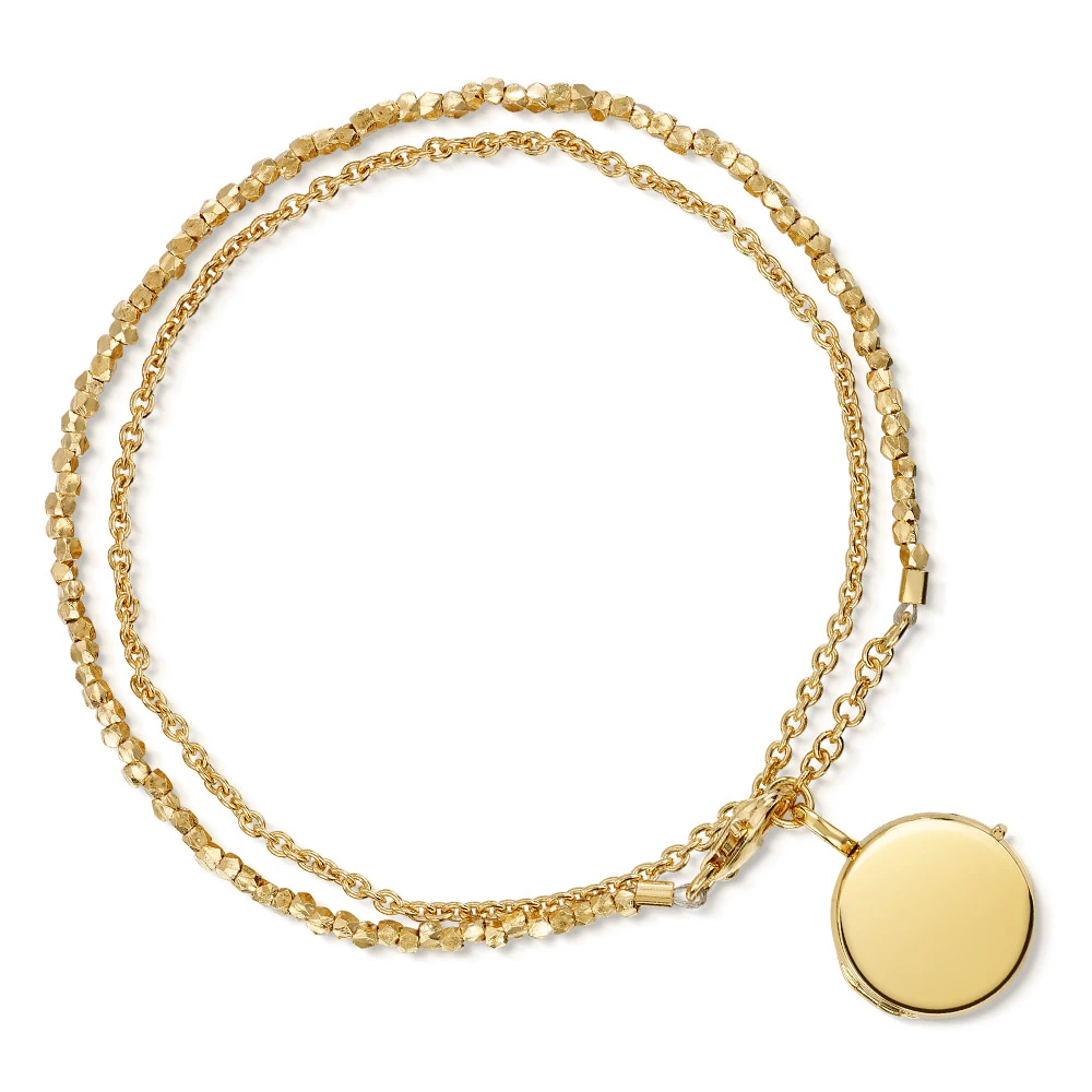 Gold Nugget Round Locket Bracelet 5 Gold Nugget Round Locket Bracelet - Image 3