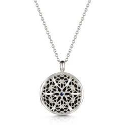 Sapphire Filigree Round Locket – Silver