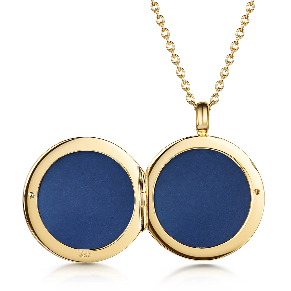 Sapphire Filigree Round Locket – Gold 5 Sapphire Filigree Round Locket – Gold - Image 3