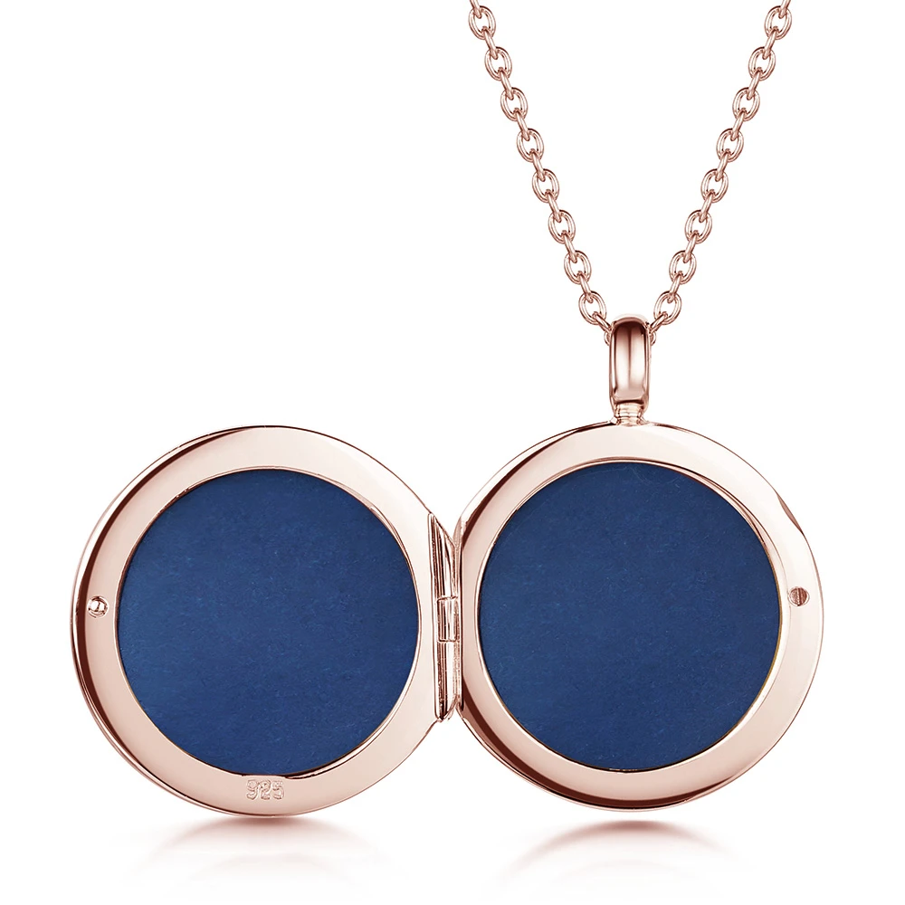 Sapphire Filigree Round Locket – Rose Gold 5 Sapphire Filigree Round Locket – Rose Gold - Image 3