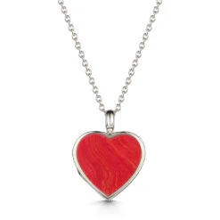 Coral Modern Heart Locket – Silver