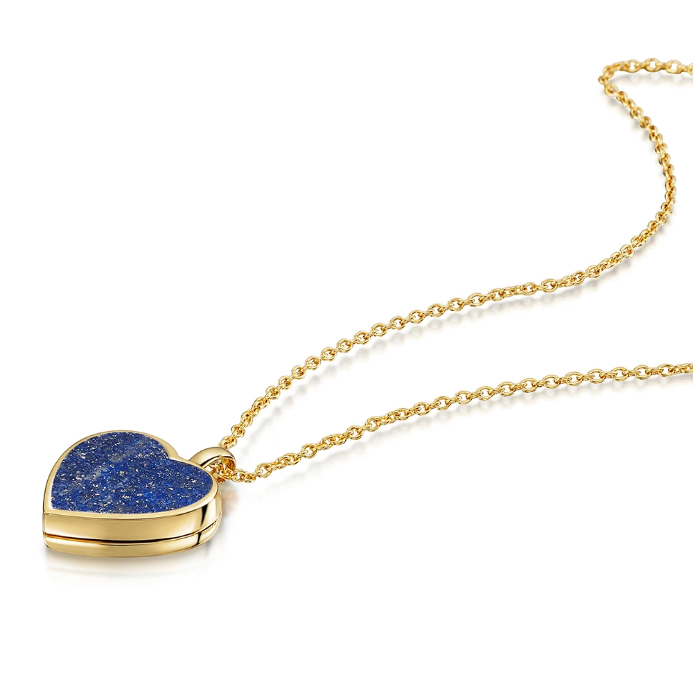 Lapis Lazuli Modern Heart Locket – Gold 4 Lapis Lazuli Modern Heart Locket – Gold - Image 2