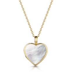Mother Of Pearl Modern Heart Locket – Gold